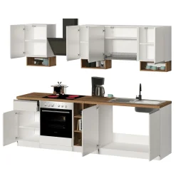 Garnero Arredamenti Cucina 255cm componibile lineare moderna bianco rovere Gourmet Elegance Bianco Lucido - Rovere Best