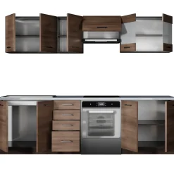 Garnero Arredamenti Cucina 260cm moderna componibile lineare rovere scuro Marika Wengè Online