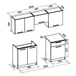 Garnero Arredamenti Cucina 200cm moderna componibile lineare bianca rovere Matrix Bianco New