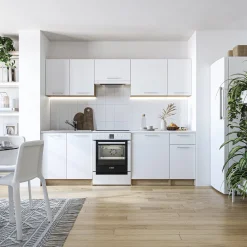 Garnero Arredamenti Cucina 240cm moderna componibile bianca rovere Urban Bianco Opaco - Rovere