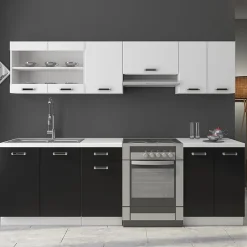 Garnero Arredamenti Cucina 240cm moderna componibile lineare bianco nero Wine Clearance