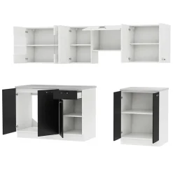 Garnero Arredamenti Cucina 240cm moderna componibile lineare bianco nero Wine Clearance