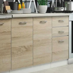 Garnero Arredamenti Cucina 260cm moderna lineare componibile rovere bianco vetro Cook Bianco Opaco - Rovere Outlet