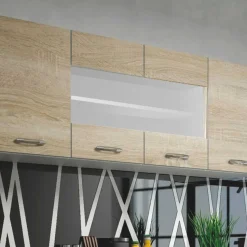 Garnero Arredamenti Cucina 260cm moderna lineare componibile rovere bianco vetro Cook Bianco Opaco - Rovere Outlet