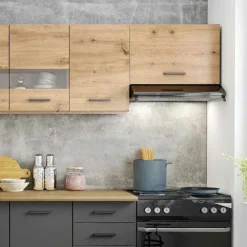 Garnero Arredamenti Cucina 260cm moderna lineare standard rovere grigio Cook Antracite - Rovere Best