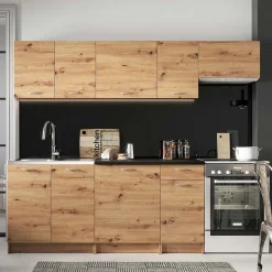 Garnero Arredamenti Cucina 240cm moderna lineare componibile Dalia Quercia Discount