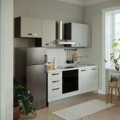 Garnero Arredamenti Cucina 255cm reversibile moderna lineare bianco frassinato grigio Cookery Outlet