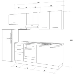 Garnero Arredamenti Cucina 255cm reversibile moderna lineare bianco frassinato grigio Cookery Outlet