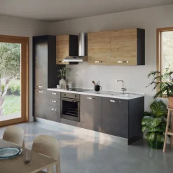 Garnero Arredamenti Cucina 285cm reversibile moderna lineare rovere antracite GourmetSpace Best