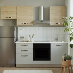 Garnero Arredamenti Cucina 240cm reversibile moderna lineare rovere grigio chiaro ChefEasy Outlet