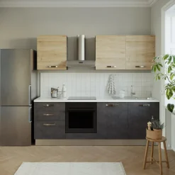 Garnero Arredamenti Cucina 240cm reversibile moderna lineare rovere antracite Culinary