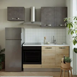 Garnero Arredamenti Cucina 210cm reversibile moderna lineare rovere antracite CookLux New