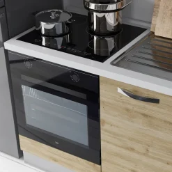 Garnero Arredamenti Cucina 210cm reversibile moderna lineare rovere antracite CookLux New