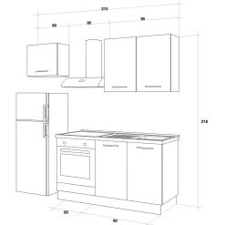Garnero Arredamenti Cucina 210cm reversibile moderna lineare rovere antracite CookLux New