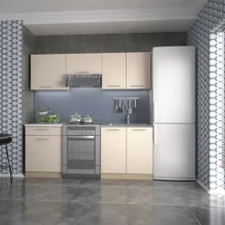 Garnero Arredamenti Cucina moderna 200cm lineare componibile rovere Matrix Beige Discount