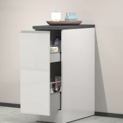 Garnero Arredamenti Dispensa cucina bassa 30x85h cm scorrevole bianco grigio pietra Gourmet Bianco Lucido - Grigio pietra Hot