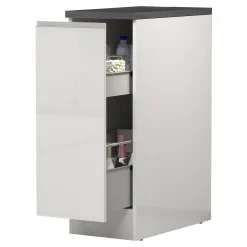 Garnero Arredamenti Dispensa cucina bassa 30x85h cm scorrevole bianco grigio pietra Gourmet Bianco Lucido - Grigio pietra Hot