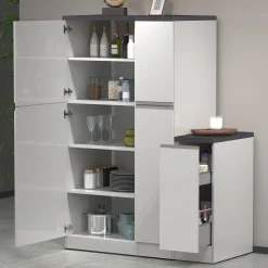 Garnero Arredamenti Dispensa cucina bassa 30x85h cm scorrevole bianco grigio pietra Gourmet Bianco Lucido - Grigio pietra Hot