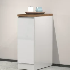 Garnero Arredamenti Dispensa cucina bassa 30x85h cm scorrevole bianco rovere Gourmet Bianco Lucido - Rovere Sale