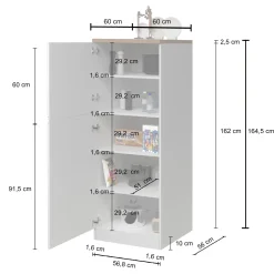 Garnero Arredamenti Dispensa cucina 60x165h cm 4 ripiani antracite grigio pietra Gourmet Antracite - Grigio pietra
