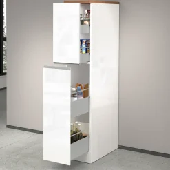 Garnero Arredamenti Dispensa cucina 30x165h cm scorrevole bianco rovere Gourmet Bianco Lucido - Rovere