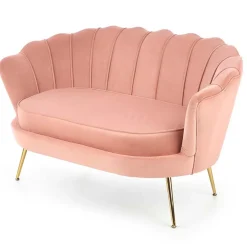 Garnero Arredamenti Divanetto 131x77cm 2 posti imbottito in velluto rosa antico gambe in oro Gabriella Tessuto Vellutino Rosa Clearance