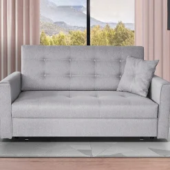 Garnero Arredamenti Divano letto 3 posti 153cm imbottito in tessuto grigio Isidore Online