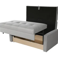 Garnero Arredamenti Divano letto 3 posti 153cm imbottito in tessuto grigio Isidore Online
