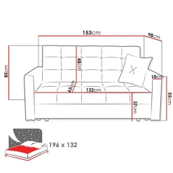 Garnero Arredamenti Divano letto 3 posti 153cm imbottito in tessuto grigio Isidore Online