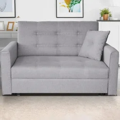 Garnero Arredamenti Divano letto 2 posti 133cm imbottito in tessuto grigio Isidore Tessuto Trama Fine Tatum Grigio Chiaro Discount