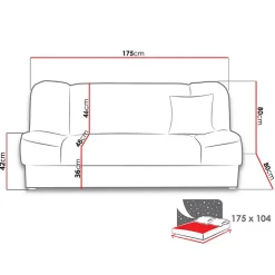 Garnero Arredamenti Divano letto 2 posti 182cm pieghevole senza braccioli grigio scuro Rollo Tessuto Morbido Zetta Grigio Online