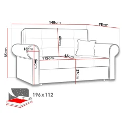 Garnero Arredamenti Divano letto 2 posti imbottito in tessuto matrimoniale 148cm beige Jamar
