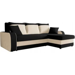 Garnero Arredamenti Divano letto 3 posti moderno 238cm nero écru Flow Microfibra Nero Beige