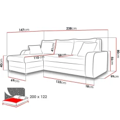 Garnero Arredamenti Divano letto 3 posti moderno 238cm nero écru Flow Microfibra Nero Beige