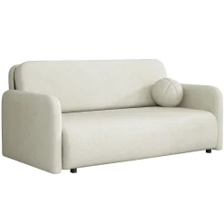 Garnero Arredamenti Divano letto 3 posti 170x103 cm con contenitore e cuscino Reposa Tessuto Bouclé Beige Chiaro New