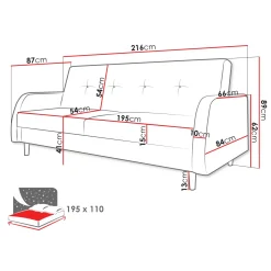 Garnero Arredamenti Divano letto 2 posti 216x87cm con box contenitore grigio Nebbia Online