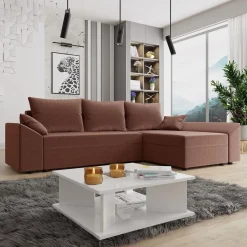 Garnero Arredamenti Divano letto 3 posti 240x145cm matrimoniale angolare rosa Appia Tessuto Felpato Kronos Rosa Online