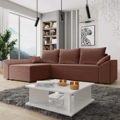 Garnero Arredamenti Divano letto 3 posti 240x145cm matrimoniale angolare rosa Appia Tessuto Felpato Kronos Rosa Online