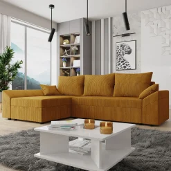 Garnero Arredamenti Divano letto 3 posti 240x145cm matrimoniale angolare velluto a coste senape ocra Appia Velluto Poso Senape Sale