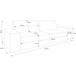 Garnero Arredamenti Divano letto 3 posti 257x106cm velluto a coste antracite Snuggle Velluto a Coste Poso Antracite Outlet