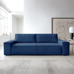 Garnero Arredamenti Divano letto 3 posti 257x106cm velluto a coste blu Snuggle Velluto a Coste Poso Blu Online