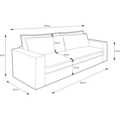 Garnero Arredamenti Divano letto 3 posti 244x95cm velluto a coste marrone Restful Velluto a Coste Poso Marrone Outlet
