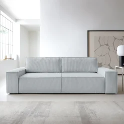 Garnero Arredamenti Divano letto 3 posti 257x106cm velluto a coste grigio chiaro Snuggle Velluto a Coste Poso Grigio Discount