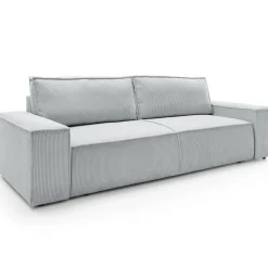 Garnero Arredamenti Divano letto 3 posti 257x106cm velluto a coste grigio chiaro Snuggle Velluto a Coste Poso Grigio Discount