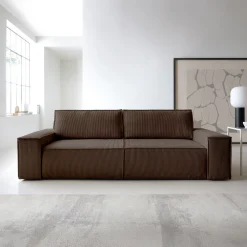 Garnero Arredamenti Divano letto 3 posti 257x106cm velluto a coste marrone Snuggle Velluto a Coste Poso Marrone Clearance