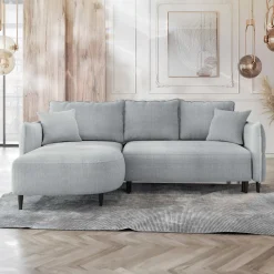 Garnero Arredamenti Divano letto angolare 3 posti 244x165cm tessuto grigio Lollypop Tessuto Peluche Onega Grigio Best