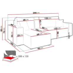 Garnero Arredamenti Divano letto angolare 3 posti 244x145cm con box contenitore velluto a coste beige Ploffy Outlet