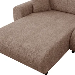 Garnero Arredamenti Divano letto angolare 4 posti 285x188cm con contenitore tessuto bouclé marrone chiaro Soft Tessuto Bouclè Marrone Chiaro Hot