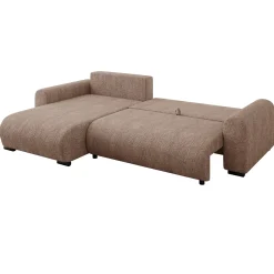 Garnero Arredamenti Divano letto angolare 4 posti 285x188cm con contenitore tessuto bouclé marrone chiaro Soft Tessuto Bouclè Marrone Chiaro Hot