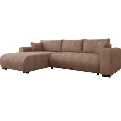 Garnero Arredamenti Divano letto angolare 4 posti 285x188cm con contenitore tessuto bouclé marrone chiaro Soft Tessuto Bouclè Marrone Chiaro Hot